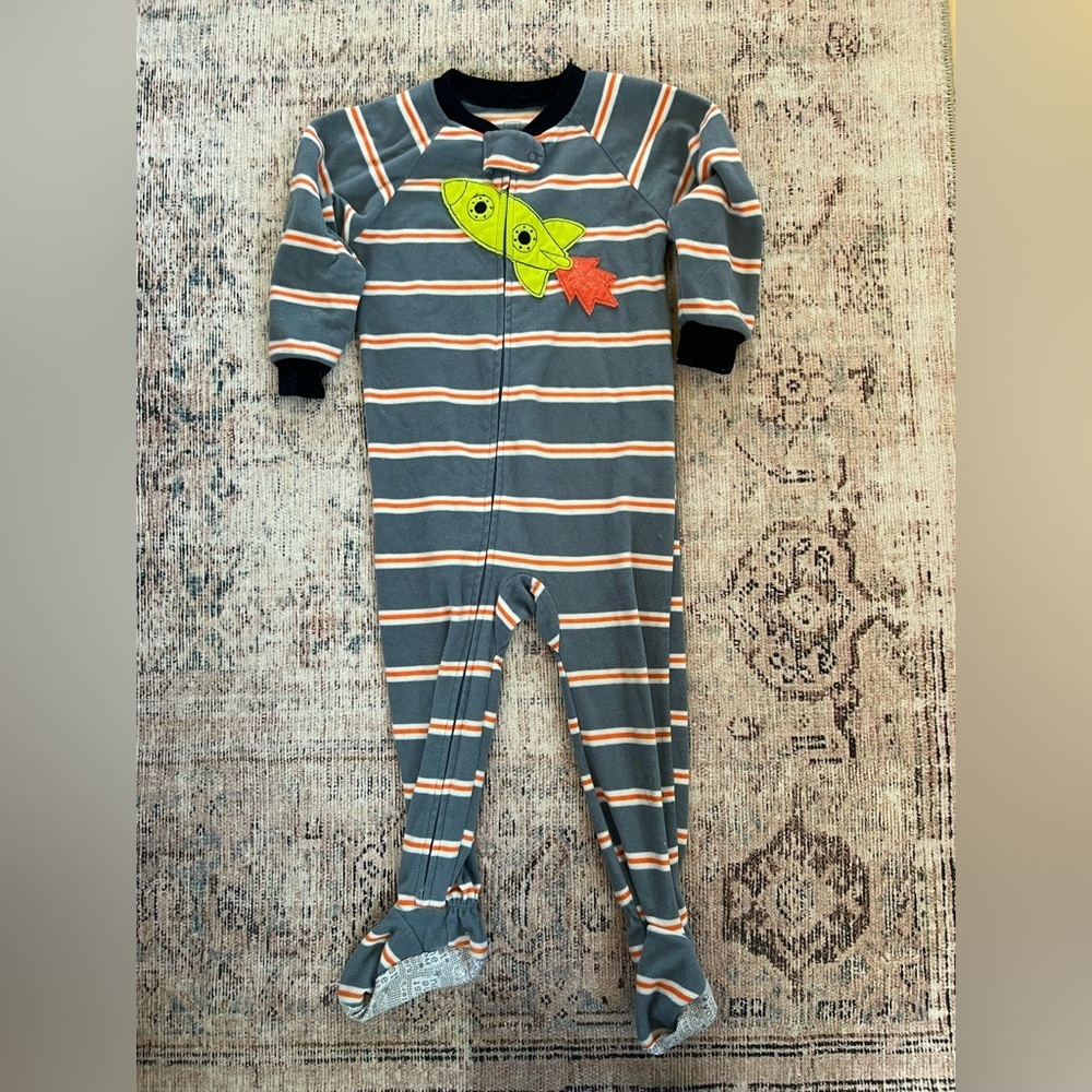 Carter's Blue Striped Rocket Footed Pajamas